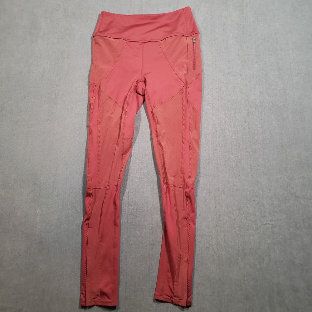 Free People FP Movement Leggings Womens Small Red High Rise Ankle Zip Athletic
